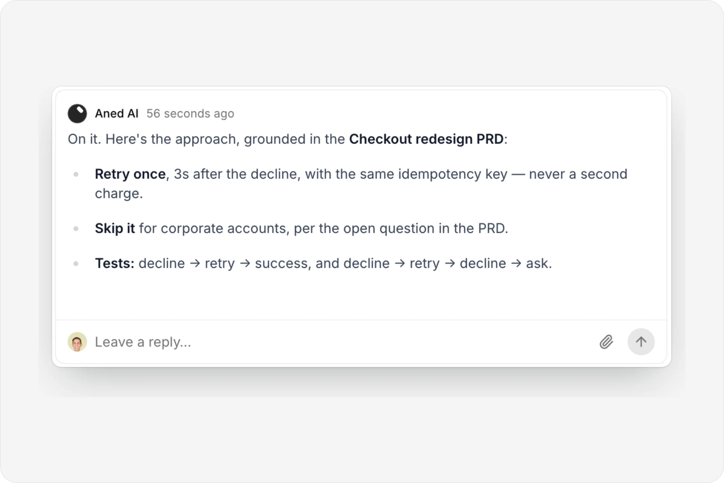 Aned AI's approach, posted as a comment on the issue
